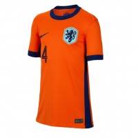 Camisa de Futebol Holanda Virgil van Dijk #4 Equipamento Principal Mulheres Europeu 2024 Manga Curta